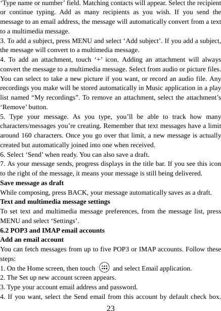 Page 23 of Haier Telecom 201511L32 Mobile Phone User Manual 