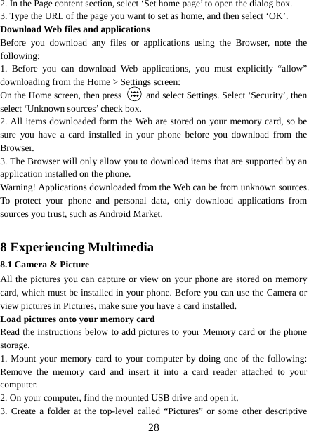 Page 28 of Haier Telecom 201511L32 Mobile Phone User Manual 