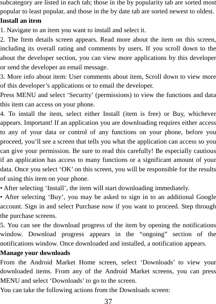 Page 37 of Haier Telecom 201511L32 Mobile Phone User Manual 