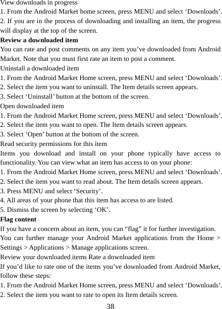 Page 38 of Haier Telecom 201511L32 Mobile Phone User Manual 