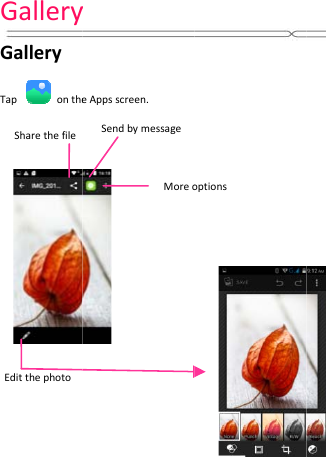GalleryGalleryTapontheSharethefileEditthephotoyeAppsscreen.SendbymessageMoreooptions