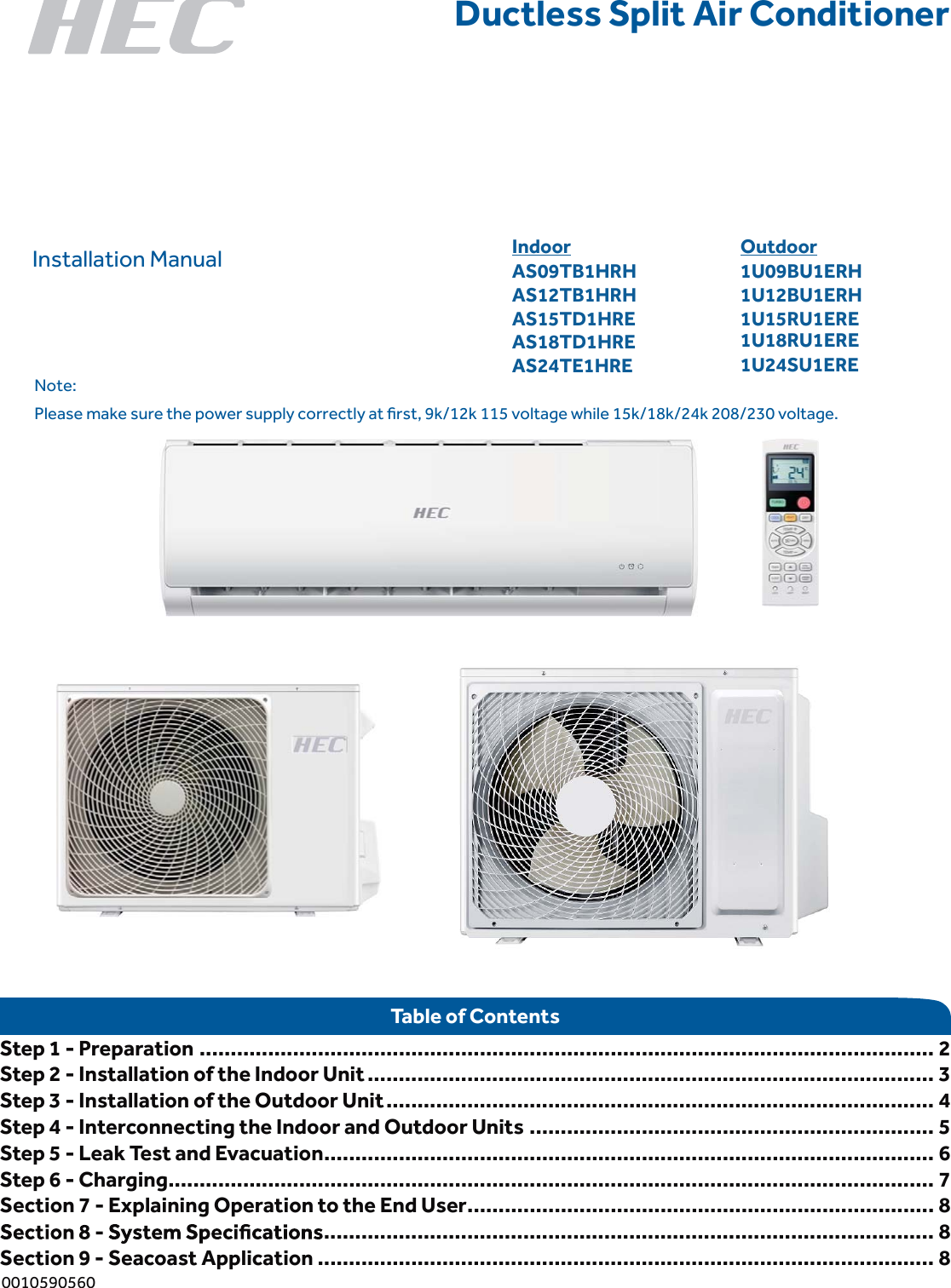 Page 1 of 10 - Haier AS09TB1HRH 30303130353930353630B0B2D7B0CBB5C3F7CAE92E706466 User Manual  AIR HANDLER (INDOOR BLOWER&EVAP) - Manuals And Guides 1802064L