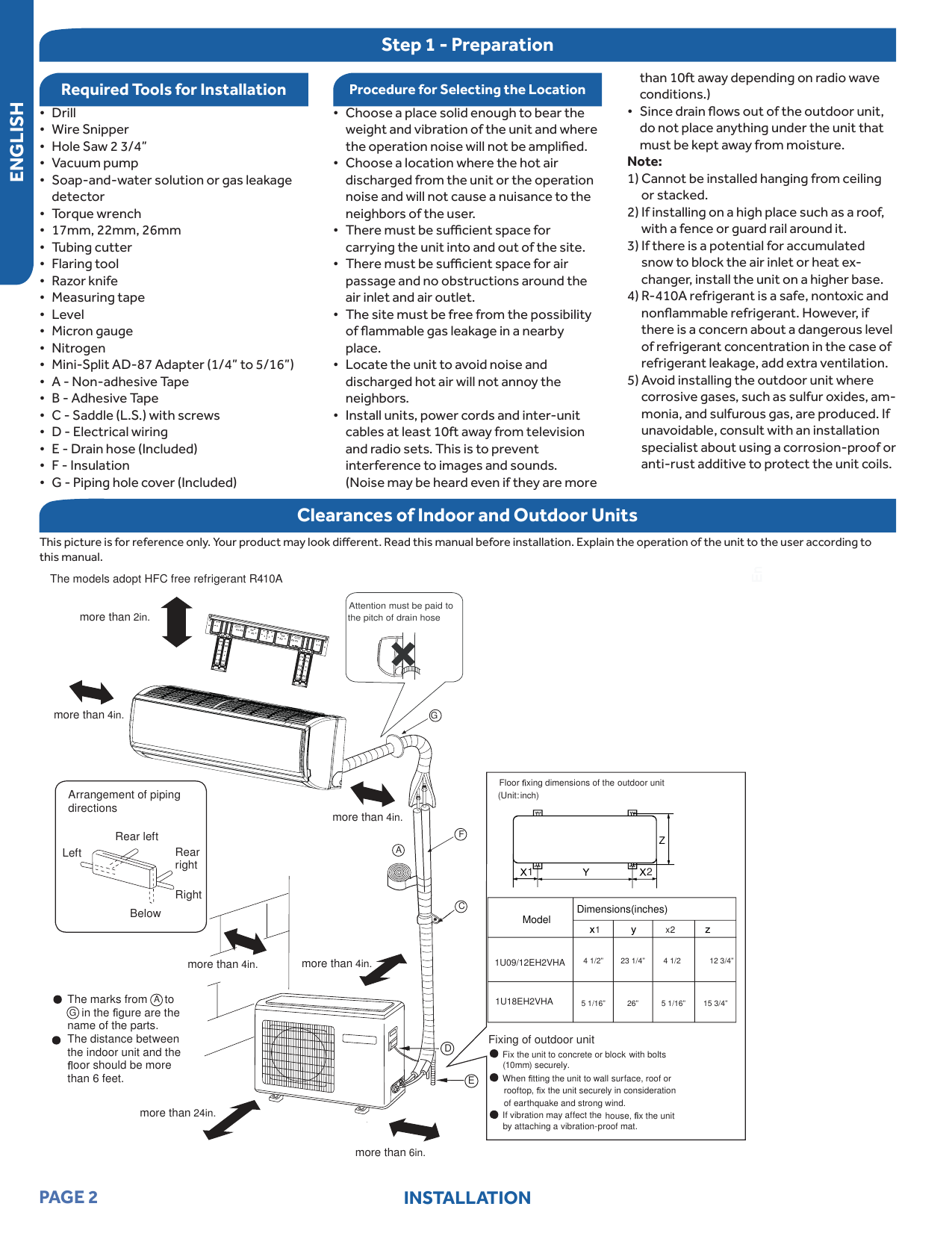 Page 2 of 10 - Haier AW09EH2VHA User Manual  AIR HANDLER (INDOOR BLOWER&EVAP) - Manuals And Guides 1802066L