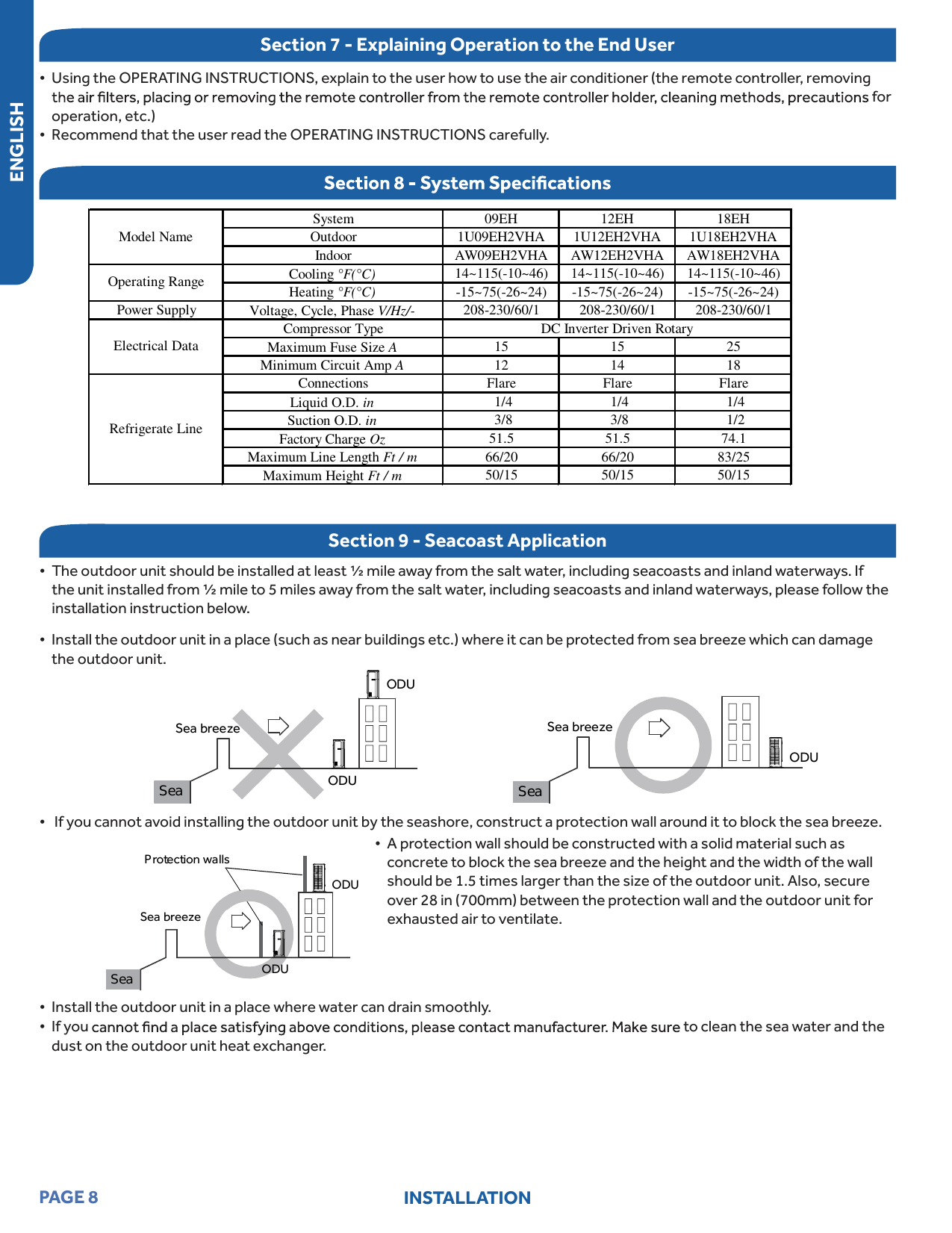 Page 8 of 10 - Haier AW09EH2VHA User Manual  AIR HANDLER (INDOOR BLOWER&EVAP) - Manuals And Guides 1802066L