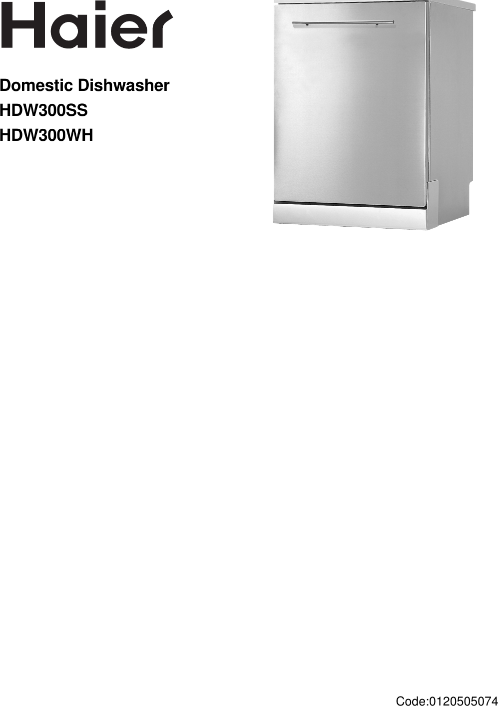 Page 1 of 12 - Haier Haier-Haier-Dishwasher-Hdw300Ss-Users-Manual-  Haier-haier-dishwasher-hdw300ss-users-manual