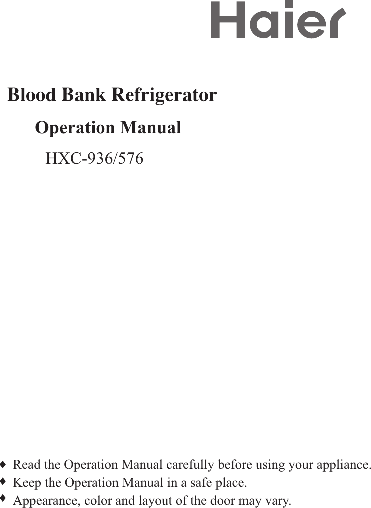 Page 1 of 10 - Haier Haier-Haier-Refrigerator-Hxc-576-Users-Manual- HXC-936  Haier-haier-refrigerator-hxc-576-users-manual