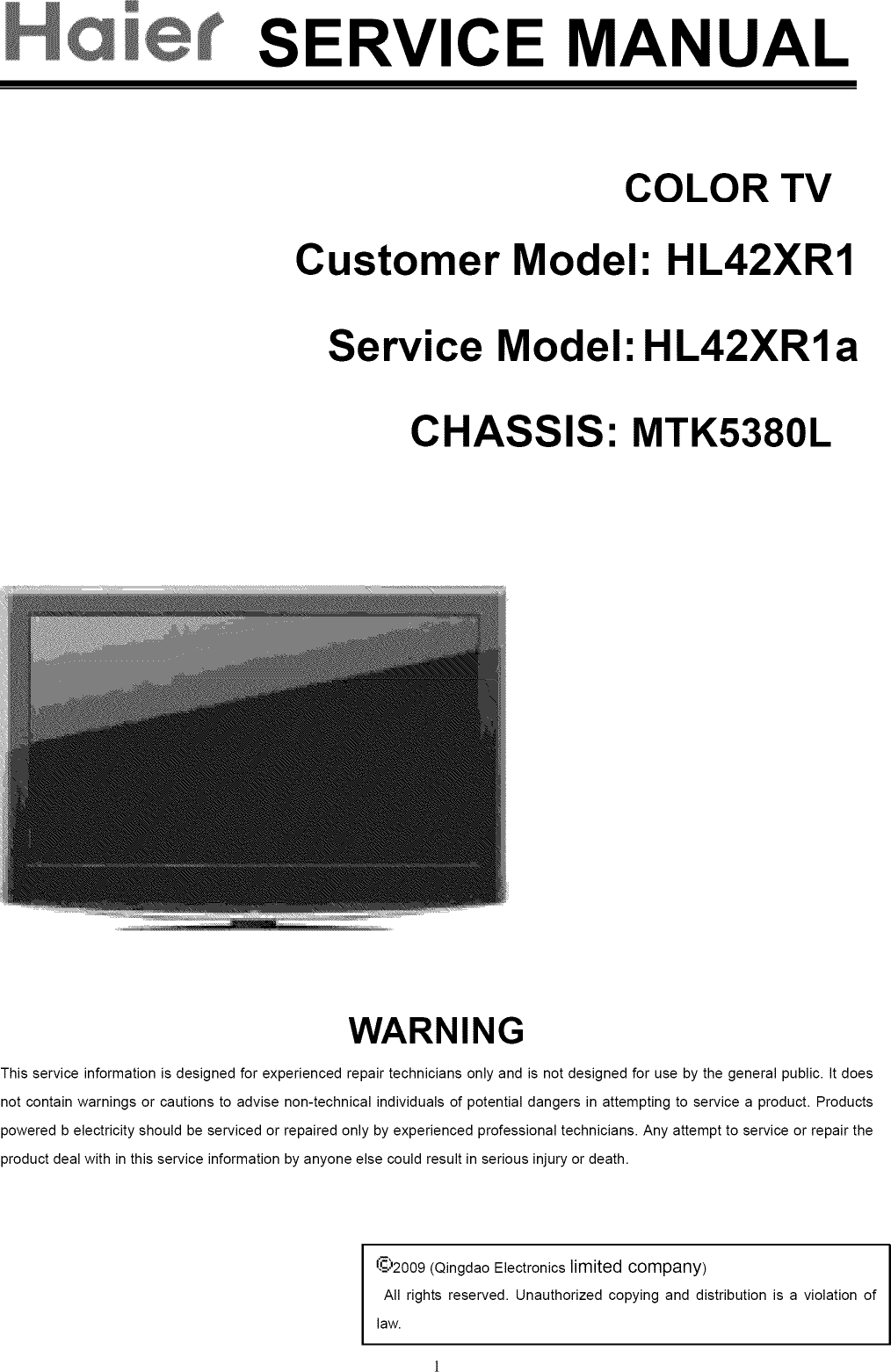 Haier Hl42Xr1 Users Manual
