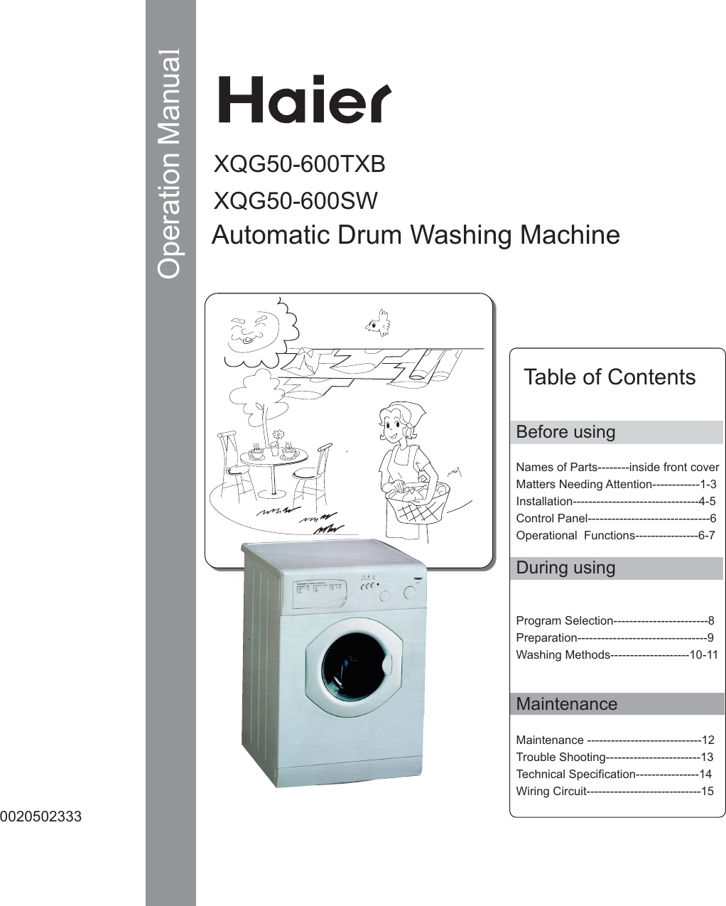 Haier Xqg50 600txb 1 User Manual To The 029890ee 4402
