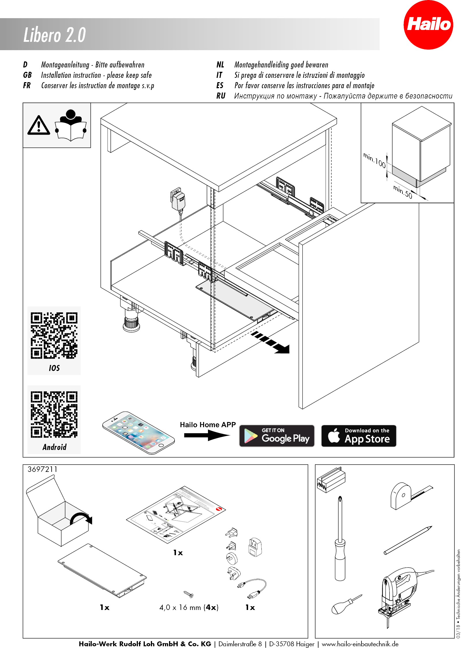 Libero Hailo 3.0 Electronic Hands Free Automatic Cabinet Door Opening System For Base Cabinets From 12 In To 24 In Libero Hailo 3.0 Electronic Hands Free Automatic Cabinet Door Opening System For Base Cabinets From 12 In To 24 In