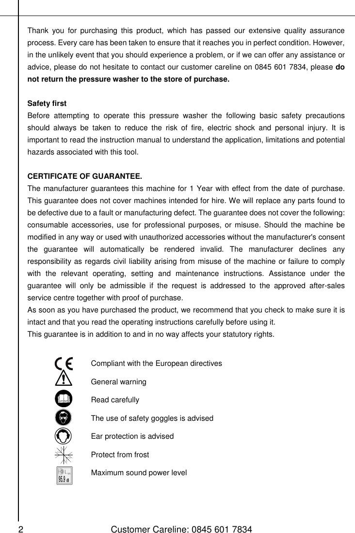 Halfords Hp 1400 Users Manual Electric Pressure Washers