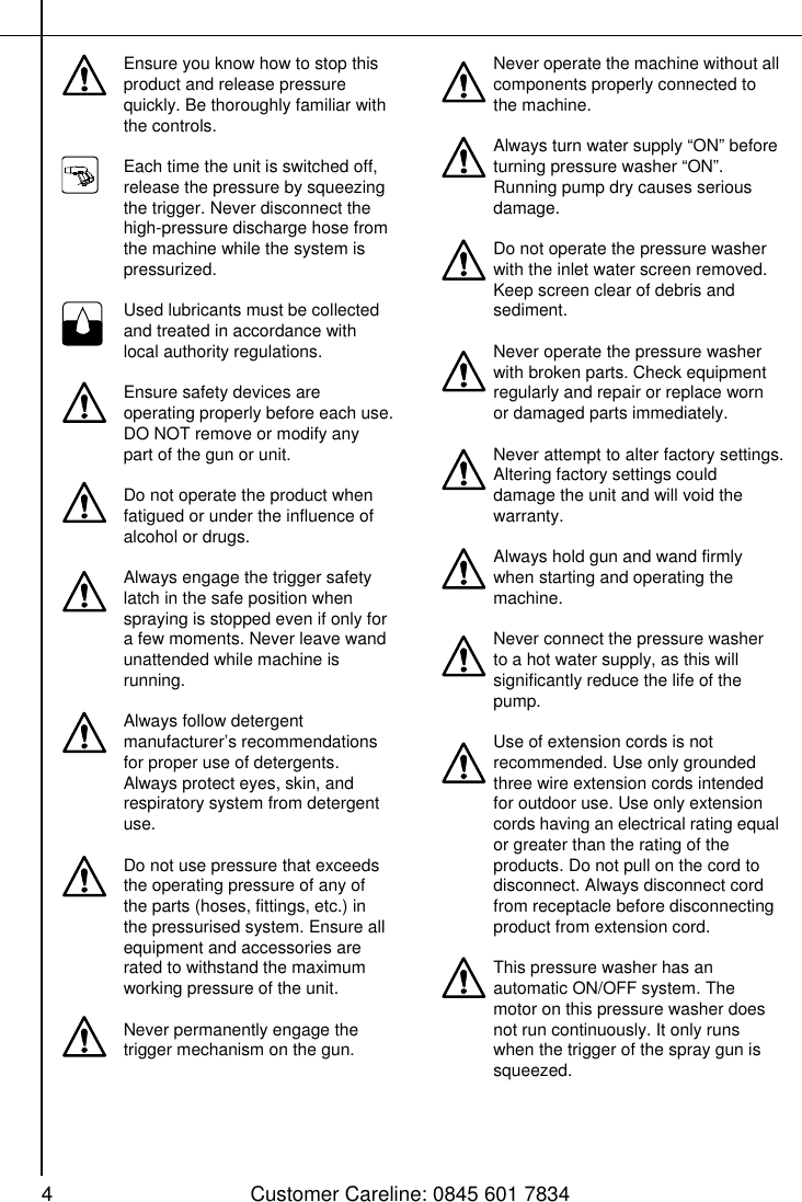 Halfords Hp 1400 Users Manual Electric Pressure Washers