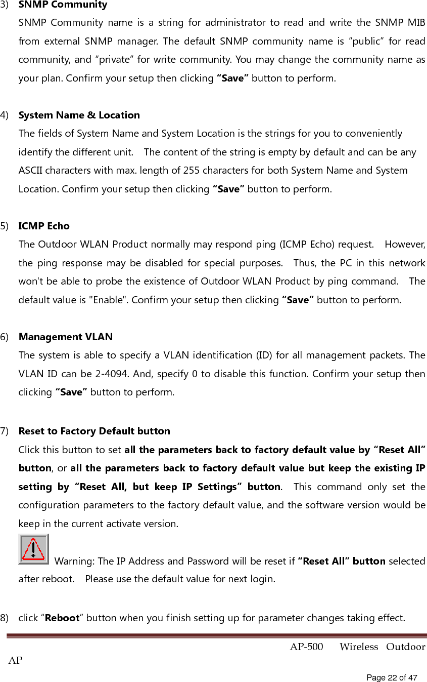  AP-500    Wireless  Outdoor AP   Page 23 of 47    