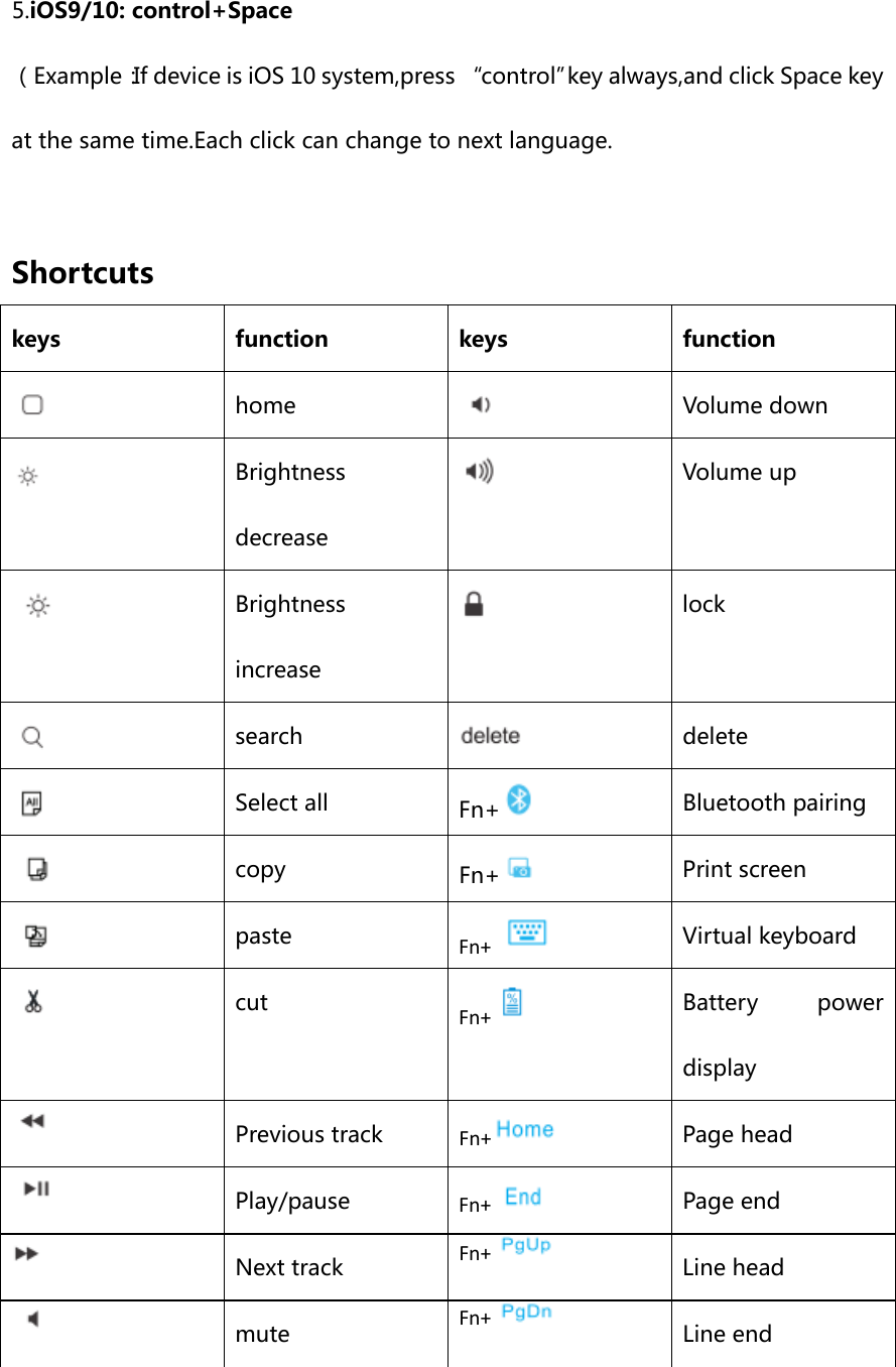 Page 3 of Hangshi Electronic Technology HB197-3-L Bluetooth Keyboard User Manual 