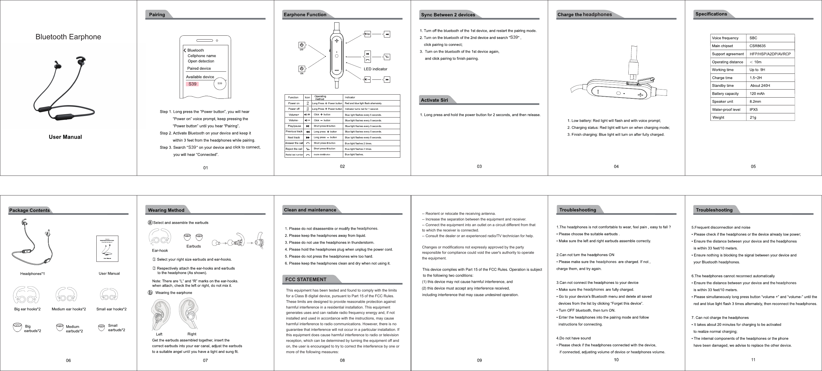 Page 1 of Hangshi Technology S39 Bluetooth Earphone User Manual Moko NB VT116                    sm