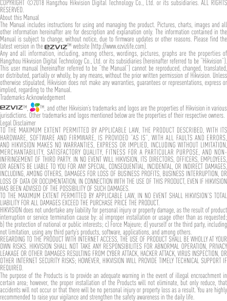 Page 3 of Hangzhou Ezviz Software CSDP1 Wire-free Smart Door Viewer User Manual