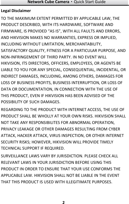 Page 3 of Hangzhou Hikvision Digital Technology I0F2400 NETWORK CAMERA User Manual