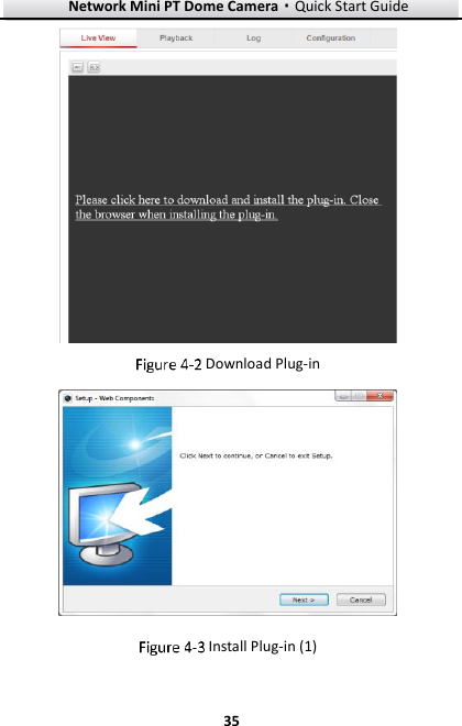 Network Mini PT Dome Camera·Quick Start Guide  35 35   Download Plug-in   Install Plug-in (1) 