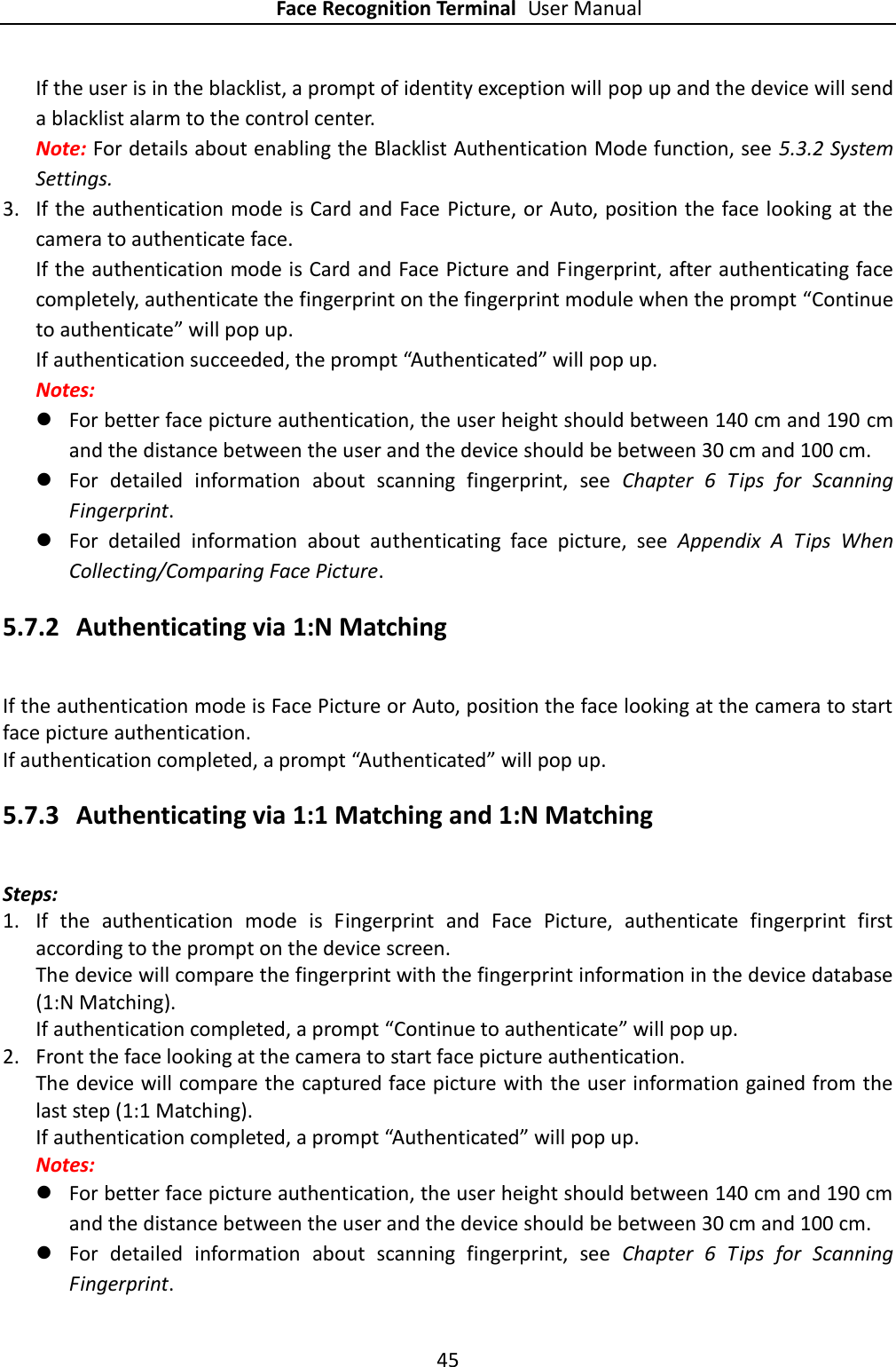 Page 45 of Hangzhou Hikvision Digital Technology K1T604 Face Recognition Terminal User Manual 