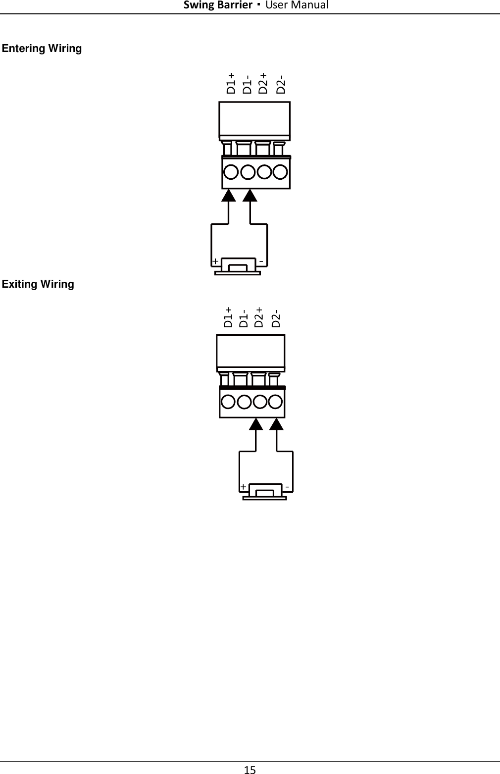Swing Barrier·User Manual 15 Entering Wiring  Exiting Wiring  