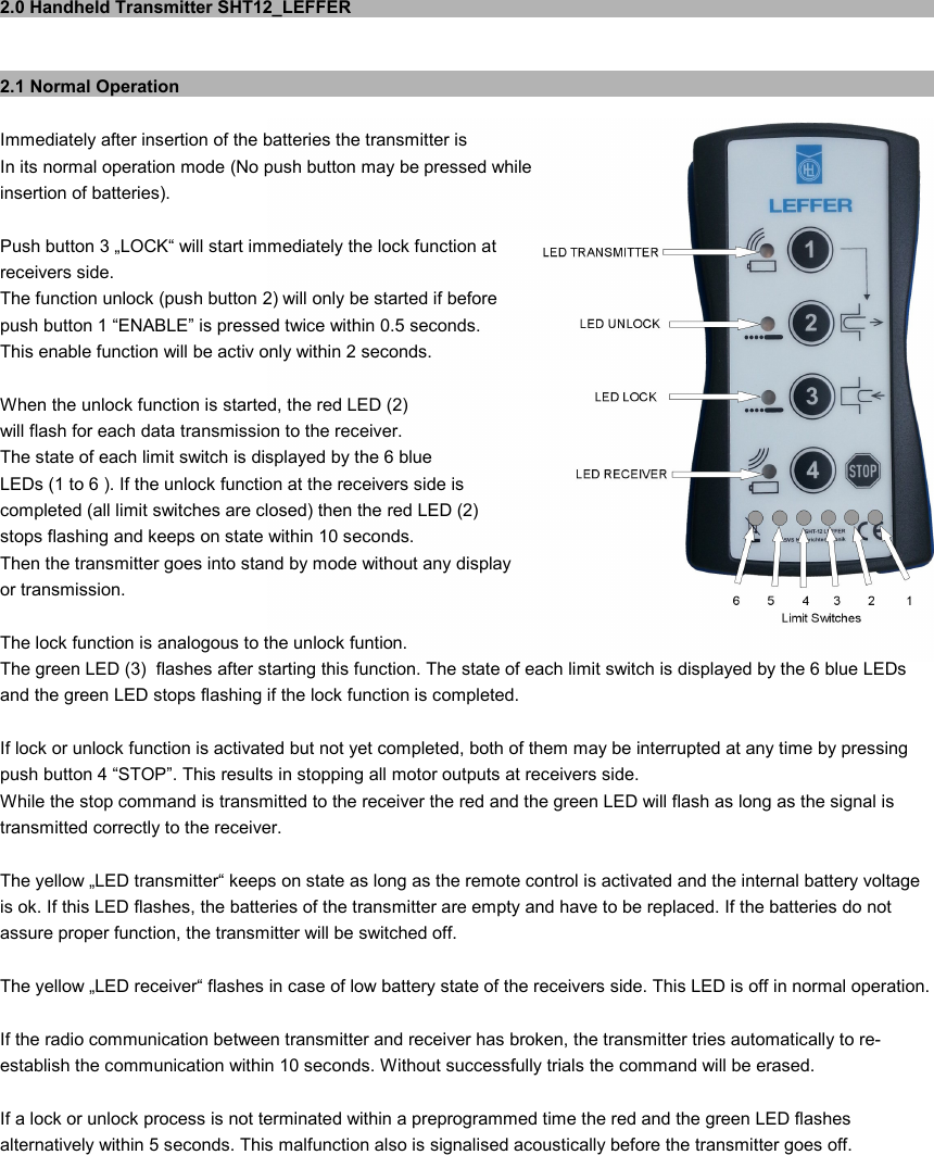 Hans LEFFER and KG SHR12LEFFER Remote Control Transceiver User Manual ...