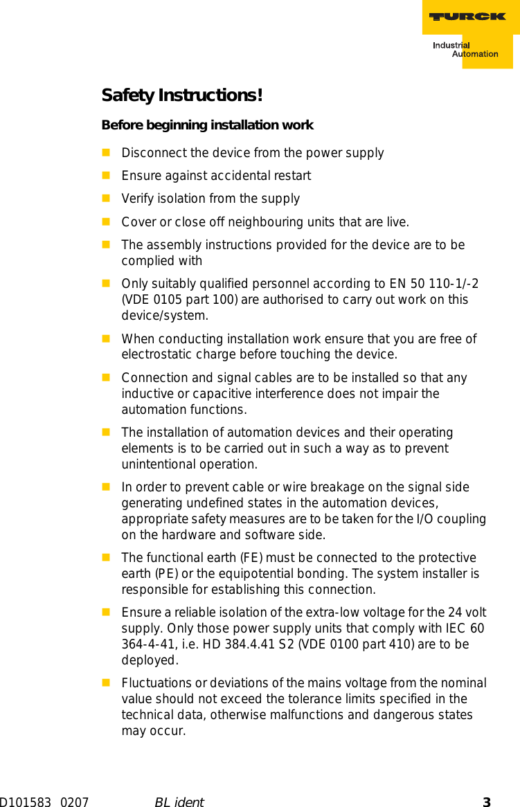 Page 3 of Hans Turck and KG TNCK40 HF- RFID read/write device User Manual 