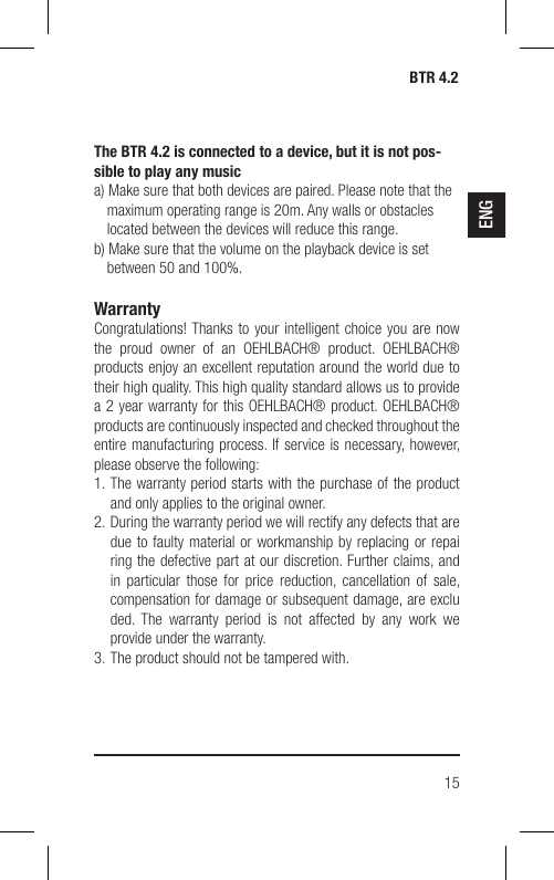 Page 15 of Hansong HSPTC867 Bluetooth Low-latency Transceiver User Manual BTR 4 2 indd