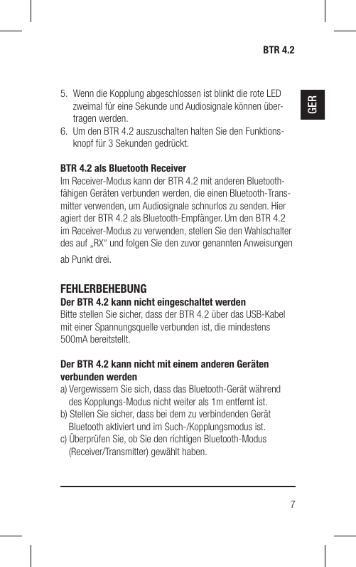 Page 7 of Hansong HSPTC867 Bluetooth Low-latency Transceiver User Manual BTR 4 2 indd