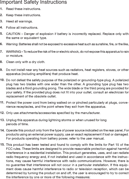 1.Important Safety Instructions2.3.4.5.6.7.8.9.10.11.12.113.14.15.