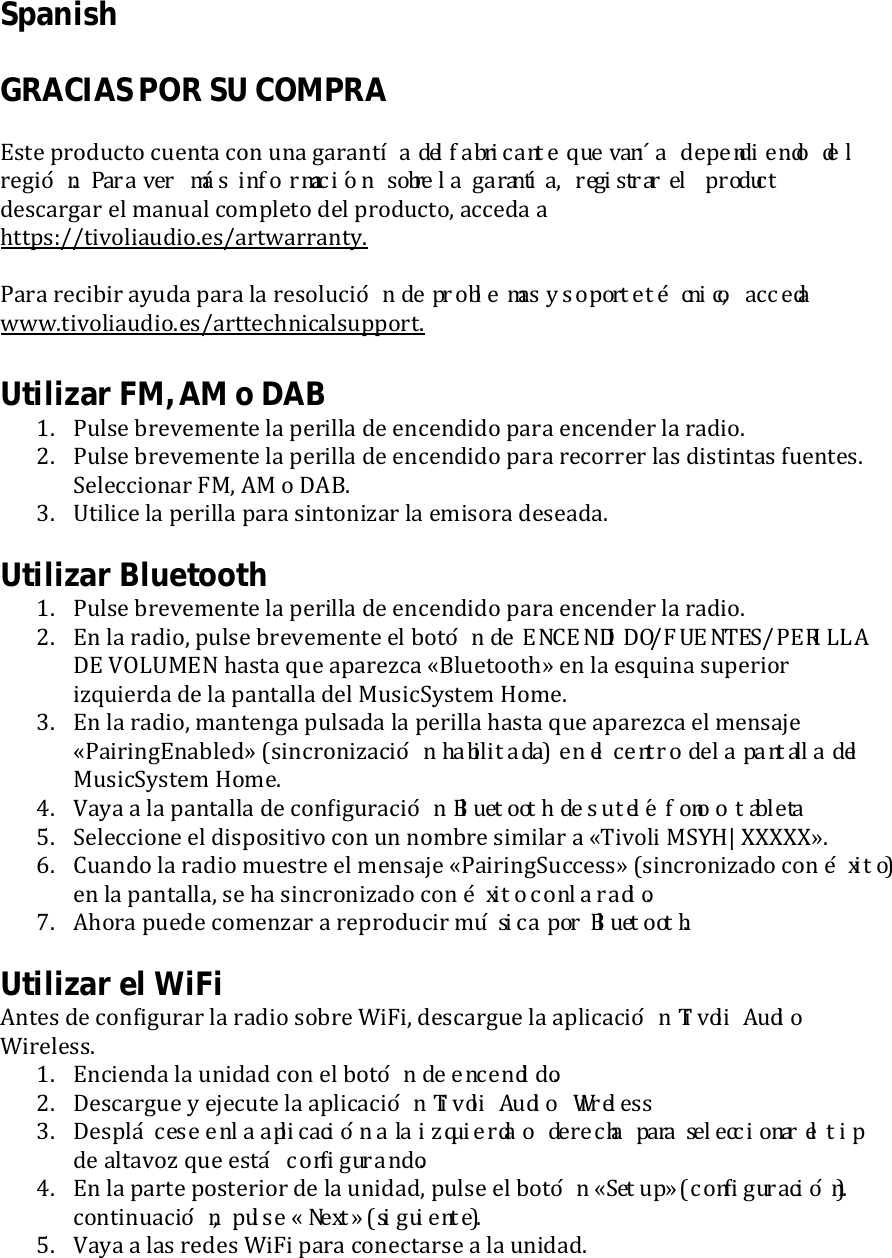 Spanish  GRACIAS POR SU COMPRA  J$+- %&amp;&apos;()*+&apos; *)-0+/ *&apos;0 )0/ 6/&amp;/0+Wk# A!J XYR !&quot;#$&apos;, &amp;$, )C[\ k^ _-F`%A0b:\d \! J&amp;-6#f$El gC8# [!&quot; i,k- k:9C8m#n0zp: /rs/# u/  3#wxy M{ !}~  0%.! /%0 &quot; !/ n,&apos;~G %(-$*/&amp;6/&amp; -9 ,/0)/9 *&apos;,%9-+&apos; (-9 %&amp;&apos;()*+&apos;8 /**-(/ / &quot;++%$f::+#4&apos;9#/)(#&apos;7-$:/&amp;+./&amp;&amp;/0+37  H/&amp;/ &amp;-*#5#&amp; /3)(/ %/&amp;/ 9/ &amp;-$&apos;9)*#!$&amp; A, IB%?L&amp;(,&quot; e .#&apos;4$&apos;, % $W(.&apos;zN !3B#\/ ...7+#4&apos;9#/)(#&apos;7-$:/&amp;++-*&quot;0#*/9$)%%&apos;&amp;+7  Utilizar FM, AM o DAB &lt;7 H)9$- 5&amp;-4-,-0+- 9/ %-&amp;#99/ (- -0*-0(#(&apos; %/&amp;/ -0*-0(-&amp; 9/ &amp;/(#&apos;7 &gt;7 H)9$- 5&amp;-4-,-0+- 9/ %-&amp;#99/ (- -0*-0(#(&apos; %/&amp;/ &amp;-*&apos;&amp;&amp;-&amp; 9/$ (#$+#0+/$ 1)-0+-$7 ?-9-**#&apos;0/&amp; ;@8 A@ &apos; BAC7 D7 E+#9#*- 9/ %-&amp;#99/ %/&amp;/ $#0+&apos;0#F/&amp; 9/ -,#$&apos;&amp;/ (-$-/(/7  Utilizar Bluetooth &lt;7 H)9$- 5&amp;-4-,-0+- 9/ %-&amp;#99/ (- -0*-0(#(&apos; %/&amp;/ -0*-0(-&amp; 9/ &amp;/(#&apos;7 &gt;7 J0 9/ &amp;/(#&apos;8 %)9$- 5&amp;-4-,-0+- -9 5&apos;+!$&amp; A, ()*(+,-./012(3v56789:; N &lt;=BJ MGNE@JP &quot;/$+/ x)- /%/&amp;-F*/ ,C9)-+&apos;&apos;+&quot;- -0 9/ -$x)#0/ $)%-&amp;#&apos;&amp; #Fx)#-&amp;(/ (- 9/ %/0+/99/ (-9 @)$#*?3$+-, Q&apos;,-7 D7 J0 9/ &amp;/(#&apos;8 ,/0+-06/ %)9$/(/ 9/ %-&amp;#99/ &quot;/$+/ x)- /%/&amp;-F*/ -9 ,-0$/g- ,H/#&amp;#06J0/59-(- h$#0*&amp;&apos;0#F/*#!$&amp; SY&gt;? 3D&quot;@  B = !&amp; !J 3!$)Bz A, J# k#$&quot; 9J# A!J@)$#*?3$+-, Q&apos;,-7 U7 M/3/ / 9/ %/0+/99/ (- *&apos;0]#6)&amp;/*#!$&amp; &quot;#$%&amp; &apos; &apos;D2 A, &gt;G &apos;!IE$F&apos; &amp;&apos; &apos; H #,# #W7 ?-9-**#&apos;0- -9 (#$%&apos;$#+#4&apos; *&apos;0 )0 0&apos;,5&amp;- $#,#9/&amp; / ,!#4&apos;9# @?XQY ZZZZZ-7 [7 L)/0(&apos; 9/ &amp;/(#&apos; ,)-$+&amp;- -9 ,-0$/g- ,H/#&amp;#06?)**-$$- h$#0*&amp;&apos;0#F/(&apos; *&apos;0 &apos;I@D&amp;K=-0 9/ %/0+/99/8 $- &quot;/ $#0*&amp;&apos;0#F/(&apos; *&apos;0 &apos;I@D&amp;z M0&amp; J# 8@!.-l\7 A&quot;&apos;&amp;/ %)-(- *&apos;,-0F/&amp; / &amp;-%&amp;&apos;()*#&amp; ,LM -!&quot;# &apos;4&quot; &quot;#$%&amp; &apos; &apos;O)l Utilizar el WiFi A0+-$ (- *&apos;0]#6)&amp;/&amp; 9/ &amp;/(#&apos; $&apos;5&amp;- I#;#8 (-$*/&amp;6)- 9/ /%9#*/*#!$&amp; 0)E23 &apos;     !.zI#&amp;-9-$$7 &lt;7 J0*#-0(/ 9/ )0#(/( *&apos;0 -9 5&apos;+!$&amp; A, !(3!$!Q~-l&gt;7 B-$*/&amp;6)- 3 -g-*)+- 9/ /%9#*/*#!$&amp; 0)E23 &apos;     !.z F*0!L!$&quot;D7 B-$%9S&lt;3!-, !&amp; J# 313!&quot;!WU0kV   J# )WX$*Z8\\ ^ )-,`&quot;23 I/&quot;,  a- P  WM0; G#0 ,, &quot;./(- /9+/4&apos;F x)- -$+ck M0emgh)8#$~-lU7 J0 9/ %/&amp;+- %&apos;$+-&amp;#&apos;&amp; (- 9/ )0#(/(8 %)9$- -9 5&apos;+!$&amp; _0%&amp;jkS  M0mmoh)8!Wq0sE=! *&apos;0+#0)/*#!$u&lt; nw.-, xyz{| S }-•h&apos;%!$&apos; !lW7 M/3/ / 9/$ &amp;-(-$ I#;# %/&amp;/ *&apos;0-*+/&amp;$- / 9/ )0#(/(7 