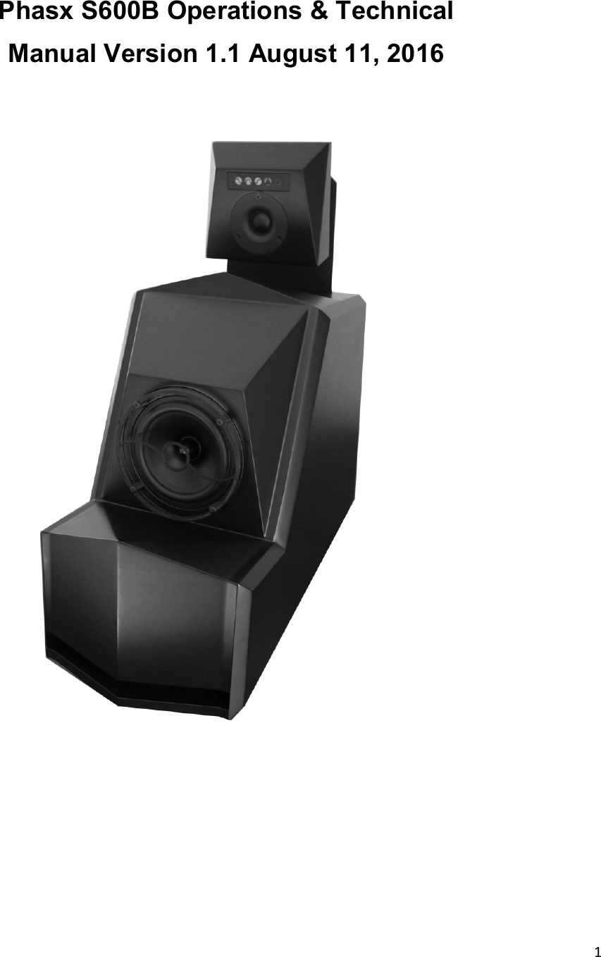 Page 1 of Hansong PXS600B Studio Monitor speaker, S600B User Manual 