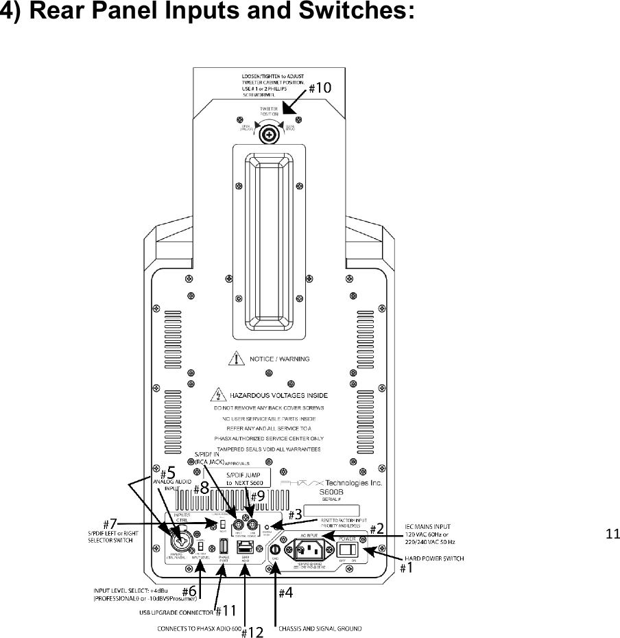 Page 11 of Hansong PXS600B Studio Monitor speaker, S600B User Manual 