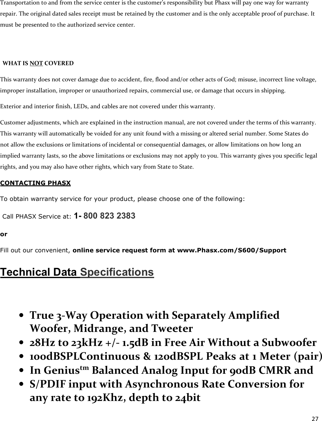 Page 27 of Hansong PXS600B Studio Monitor speaker, S600B User Manual 