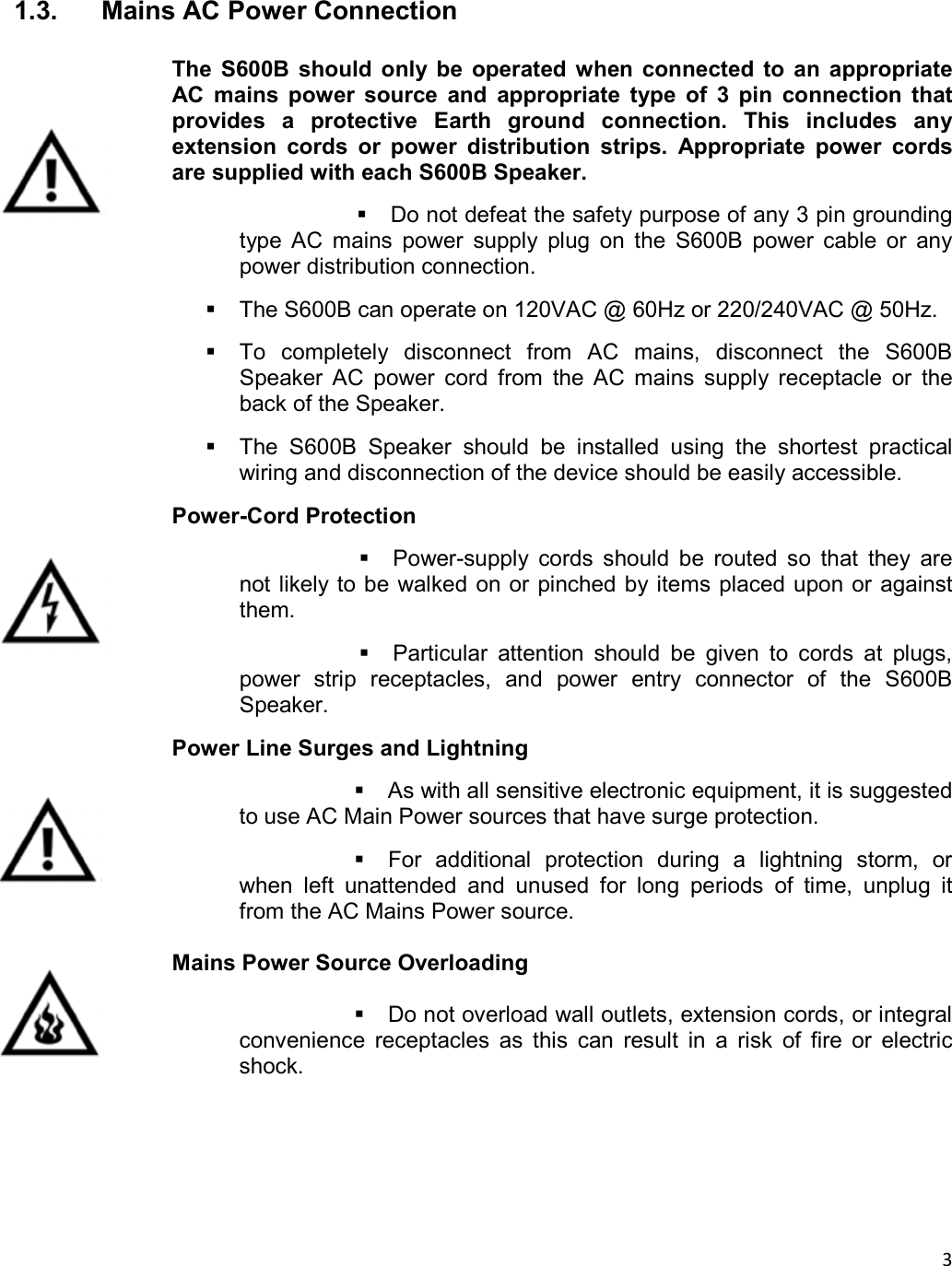 Page 3 of Hansong PXS600B Studio Monitor speaker, S600B User Manual 