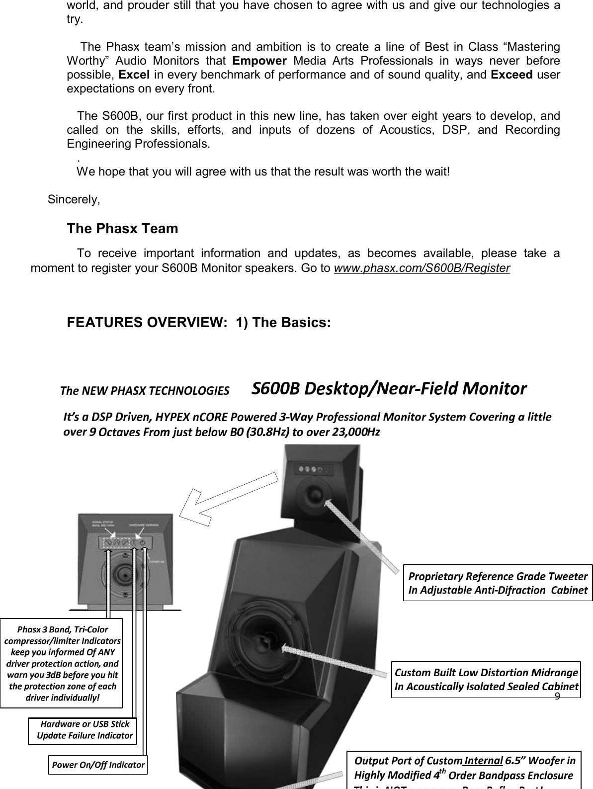 Page 9 of Hansong PXS600B Studio Monitor speaker, S600B User Manual 
