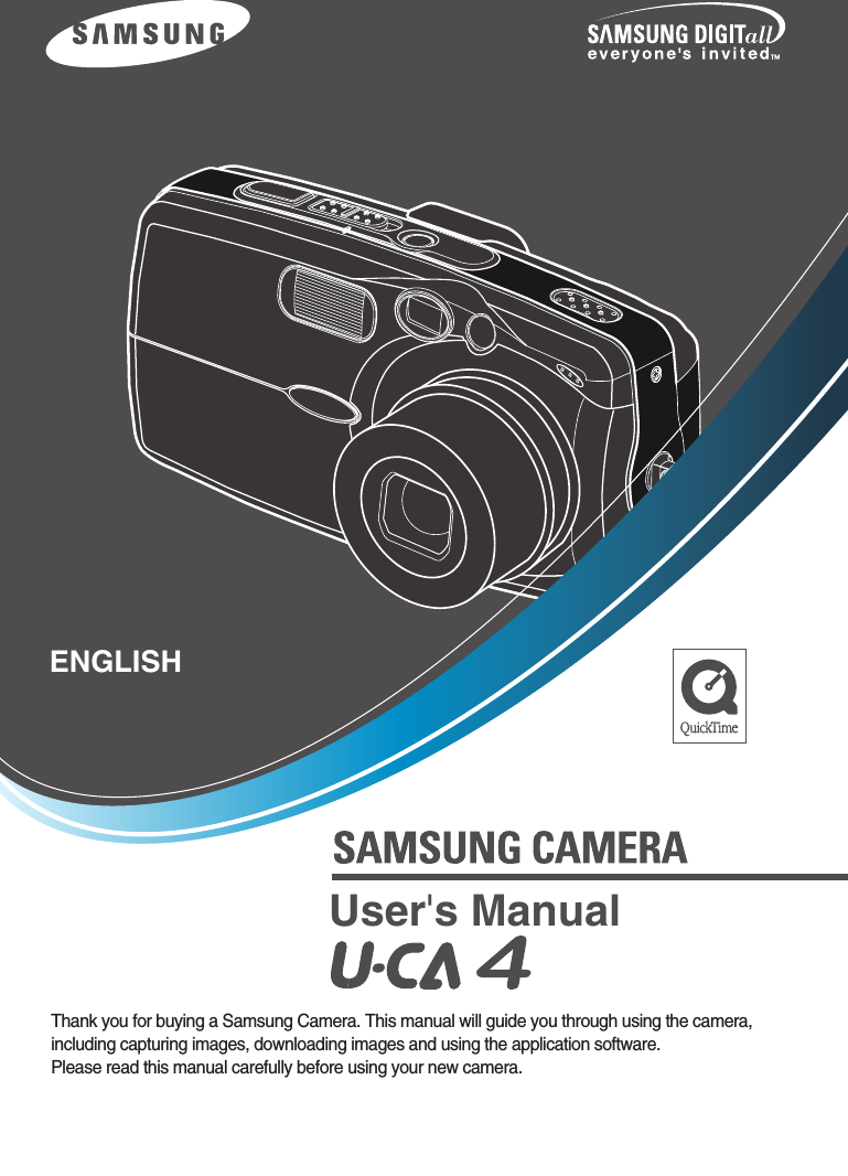 Thank you for buying a Samsung Camera. This manual will guide you through using the camera,including capturing images, downloading images and using the application software. Please read this manual carefully before using your new camera.User&apos;s ManualENGLISH
