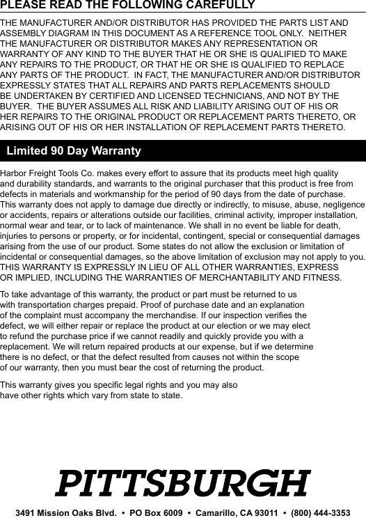 Page 4 of 4 - Harbor-Freight Harbor-Freight-0-1-In-Mechanical-Micrometer-Product-Manual-  Harbor-freight-0-1-in-mechanical-micrometer-product-manual