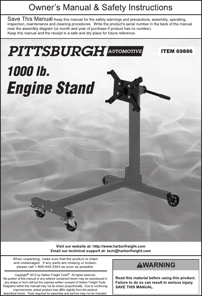 Page 1 of 8 - Harbor-Freight Harbor-Freight-1000-Lb-Capacity-Engine-Stand-Product-Manual-  Harbor-freight-1000-lb-capacity-engine-stand-product-manual