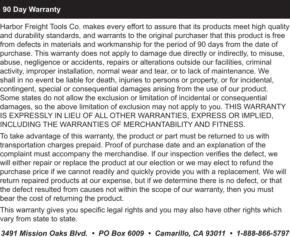 Page 8 of 8 - Harbor-Freight Harbor-Freight-1000-Lb-Capacity-Engine-Support-Bar-Product-Manual- Harbor-freight-1000-lb-capacity-engine-support-bar-product-manual