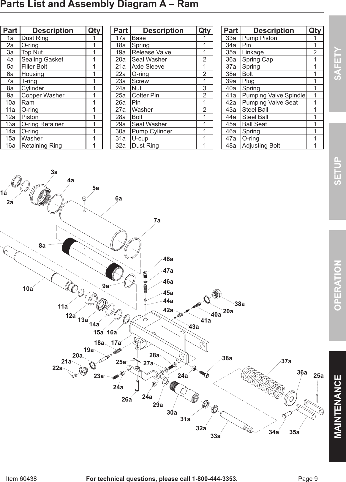 Page 9 of 12 - Harbor-Freight Harbor-Freight-1000-Lb-Capacity-Hydraulic-Table-Cart-Product-Manual-  Harbor-freight-1000-lb-capacity-hydraulic-table-cart-product-manual