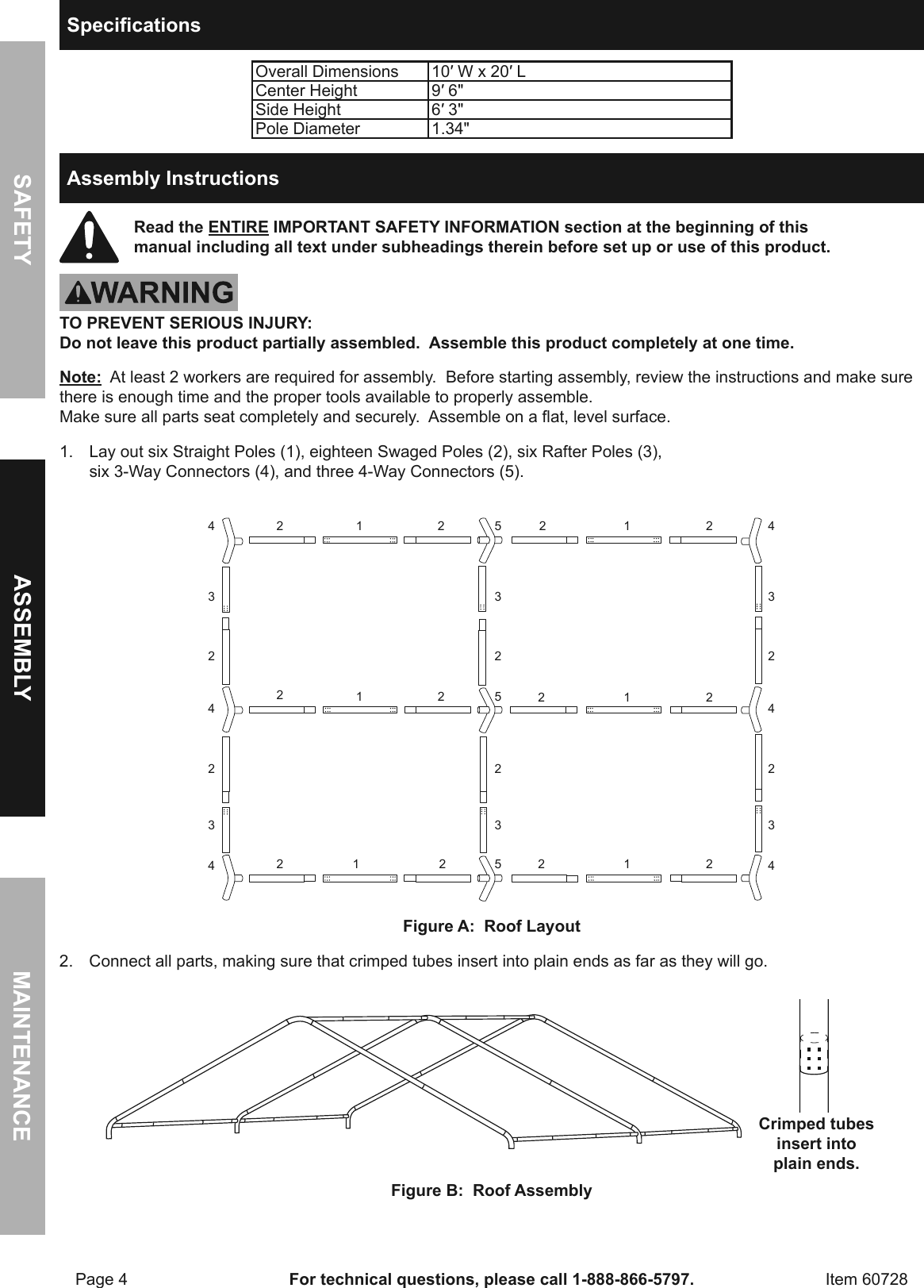 Page 4 of 8 - Harbor-Freight Harbor-Freight-10-Ft-X-20-Ft-Portable-Car-Canopy-Product-Manual-  Harbor-freight-10-ft-x-20-ft-portable-car-canopy-product-manual