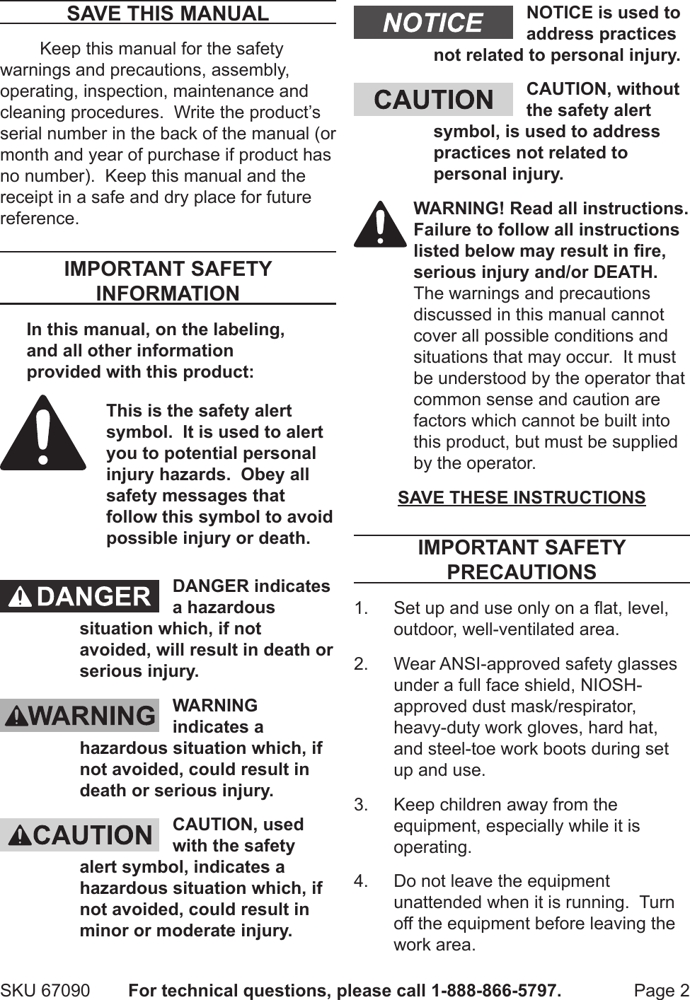 Page 2 of 12 - Harbor-Freight Harbor-Freight-10-Ton-Hydraulic-Log-Splitter-Product-Manual-  Harbor-freight-10-ton-hydraulic-log-splitter-product-manual