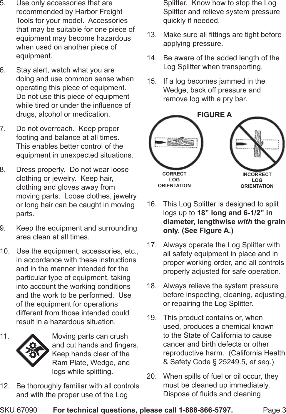 Page 3 of 12 - Harbor-Freight Harbor-Freight-10-Ton-Hydraulic-Log-Splitter-Product-Manual-  Harbor-freight-10-ton-hydraulic-log-splitter-product-manual