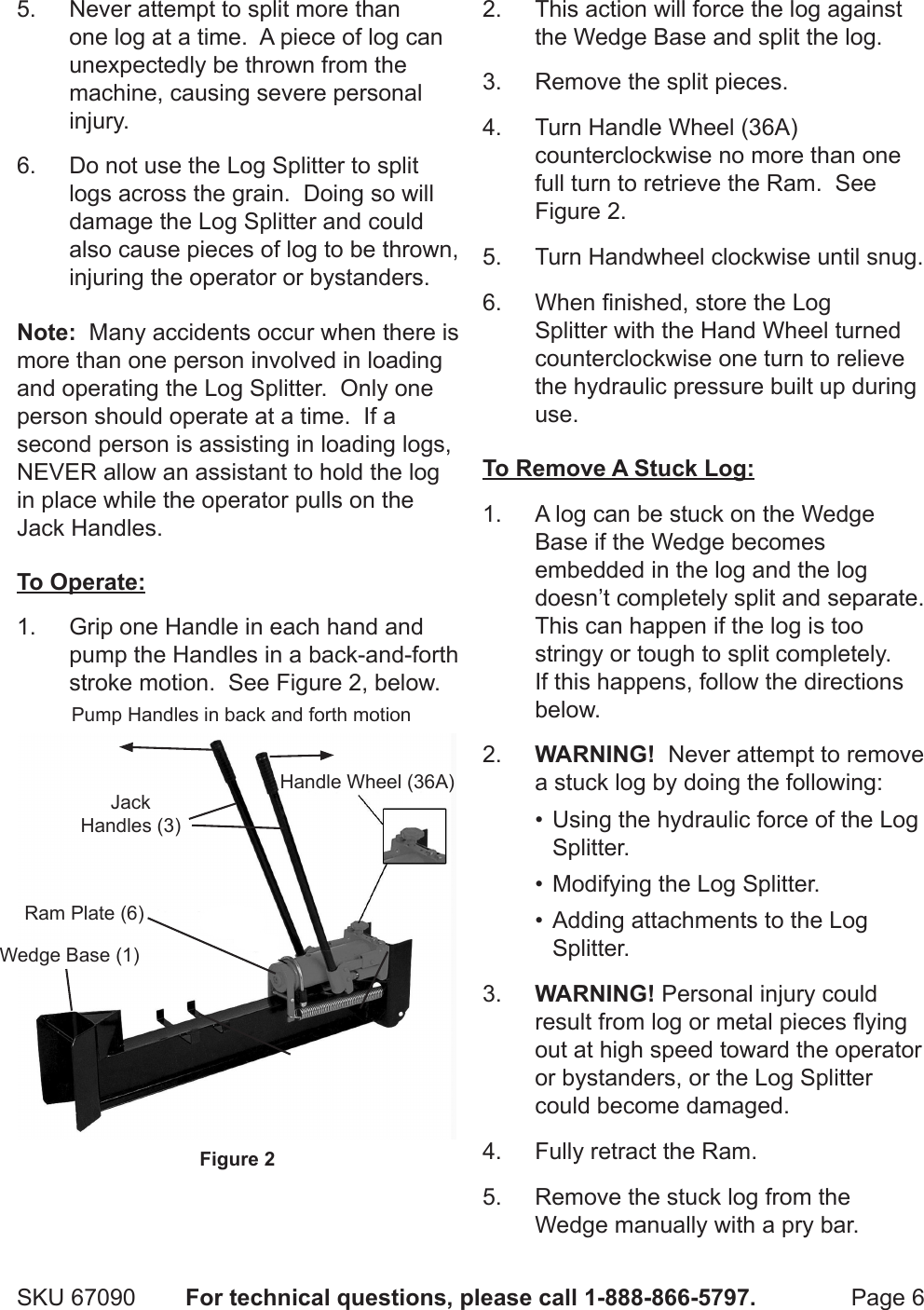 Page 6 of 12 - Harbor-Freight Harbor-Freight-10-Ton-Hydraulic-Log-Splitter-Product-Manual-  Harbor-freight-10-ton-hydraulic-log-splitter-product-manual