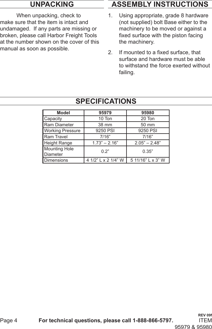 Page 4 of 8 - Harbor-Freight Harbor-Freight-10-Ton-Hydraulic-Short-Body-Ram-Product-Manual-  Harbor-freight-10-ton-hydraulic-short-body-ram-product-manual