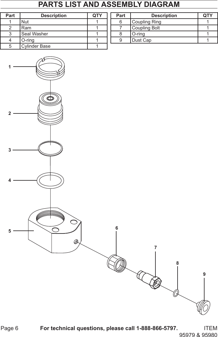 Page 6 of 8 - Harbor-Freight Harbor-Freight-10-Ton-Hydraulic-Short-Body-Ram-Product-Manual-  Harbor-freight-10-ton-hydraulic-short-body-ram-product-manual