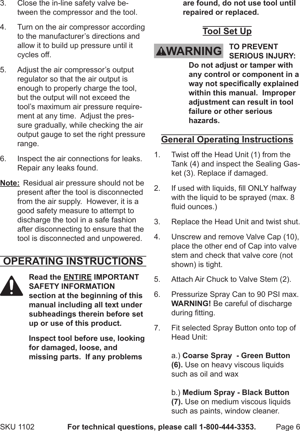 Page 6 of 10 - Harbor-Freight Harbor-Freight-1102-Users-Manual-  Harbor-freight-1102-users-manual