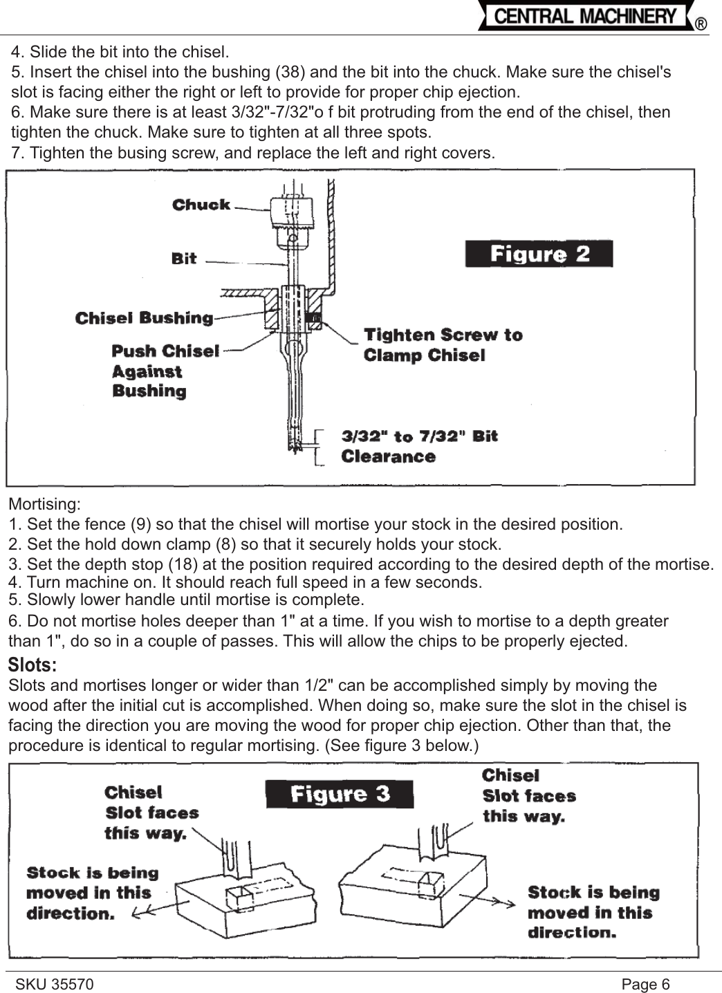 Page 6 of 11 - Harbor-Freight Harbor-Freight-1-2-Hp-Mortising-Machine-Product-Manual- 35570  Harbor-freight-1-2-hp-mortising-machine-product-manual