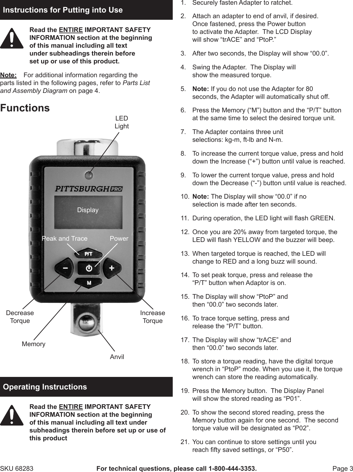 Page 3 of 6 - Harbor-Freight Harbor-Freight-1-2-In-Drive-Digital-Torque-Adapter-Product-Manual-  Harbor-freight-1-2-in-drive-digital-torque-adapter-product-manual