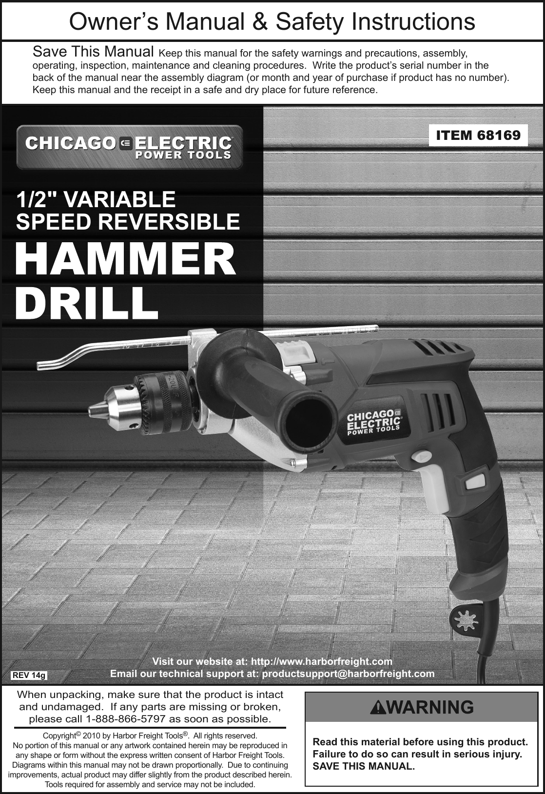 Harbor Freight 1 2 In Heavy Duty Variable Speed Reversible Hammer Drill