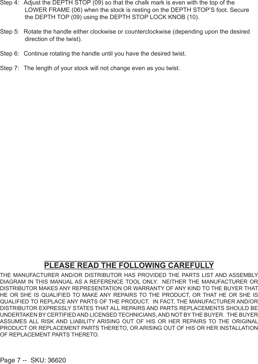 Page 7 of 8 - Harbor-Freight Harbor-Freight-1-2-In-Picket-Twister-Attachment-Product-Manual- Harbor-freight-1-2-in-picket-twister-attachment-product-manual